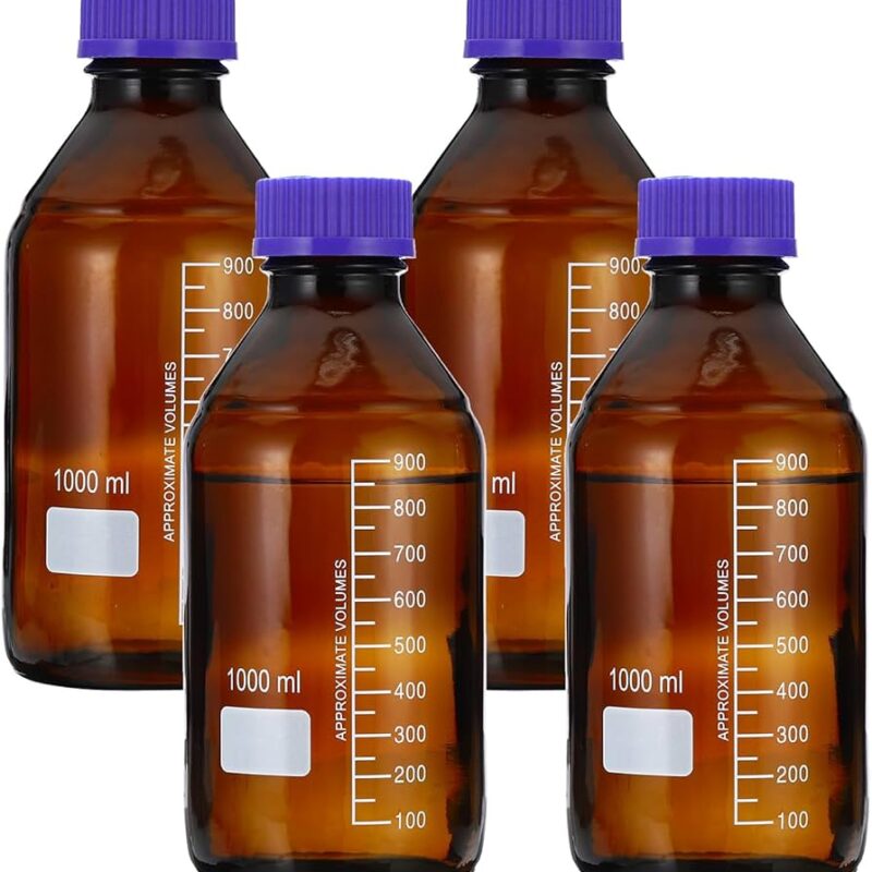 Reagent Bottle Set (Amber, 1000ml, 4 pcs, GL45 screw cap)