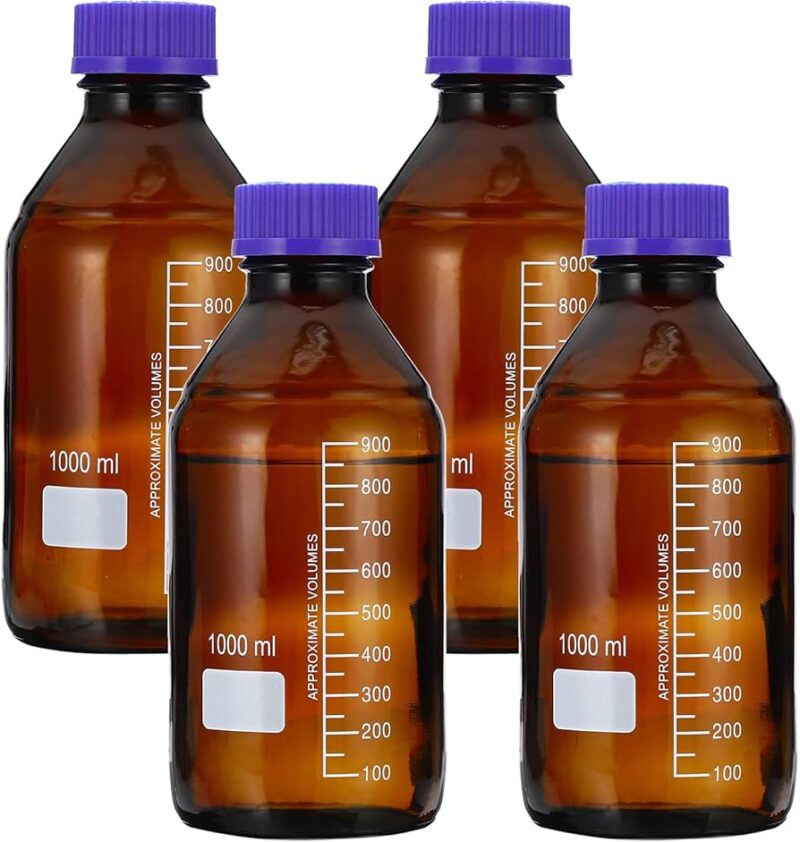 Reagent Bottle Set (Amber, 1000ml, 4 pcs, GL45 screw cap)
